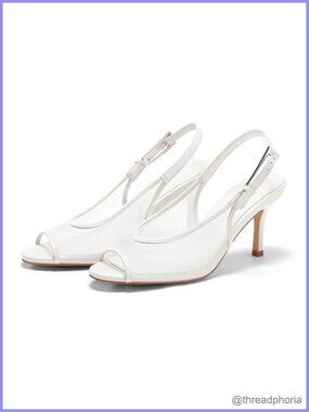 Slingback Peep Toe Mesh Sandals 3.1 Inch Kitten Heel Wedding Party Dress